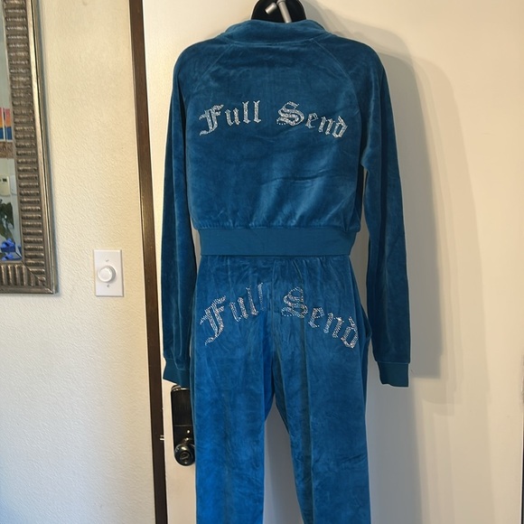 NELK BOYS, FULL SEND, BLUE, VELOUR TRACKSUIT, TOP SIZE M, BOTTOM SIZE SM - Picture 6 of 16